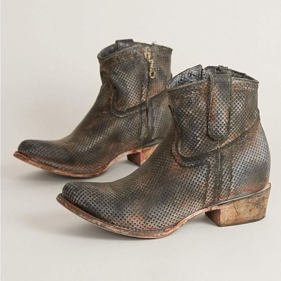 Corral Shoes - Corral Perforated Leather Ankle Boot Bootie in Tan Chocolate - Size 5 NWT NWOB